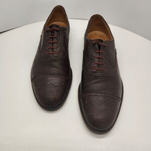 Paul Stuart Dress Shoes 9 Brown Leather Oxford Formal Classic Made In Italy